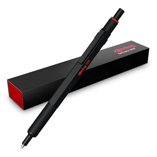 rOtring 600 Długopis żelowy 0,55 mm Czarny tusz Czarna metalowa obudowa Antypoślizgowy uchwyt radełkowany i sześciokątny korpus Z wymiennym wkładem - Długopisy - miniaturka - grafika 1