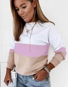 Bluzy damskie - Bluza w paski z okrągłym dekoltem - wielokolorowy - miniaturka - grafika 1