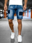 Spodenki męskie - Niebieskie krótkie spodenki jeansowe męskie Denley MP0037BA - miniaturka - grafika 1