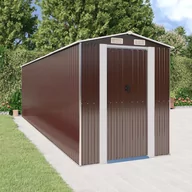 Altany ogrodowe - Szopa ogrodowa, ciemny brąz, 192x689x223 cm, stal galwanizowana - miniaturka - grafika 1
