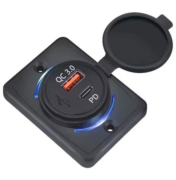 ZASILACZ ŁADOWARKA USB USB-C 12V 24V LED GNIAZDKO ŚCIENNE