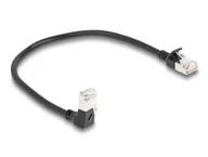 Kable miedziane - DeLOCK Kabel sieciowy RJ45 Cat.6A S/FTP Slim w dół pod kątem 90°/prosty 0,25 m czarny 80303 - miniaturka - grafika 1