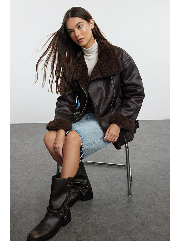 trendyol Kurtka zimowa w kolorze brązowym