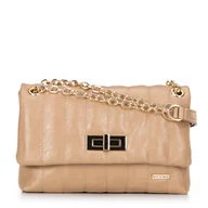 Torebki damskie - Damska crossbody z ekoskóry dwukomorowa mała beżowa - miniaturka - grafika 1