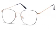 Okulary korekcyjne, oprawki, szkła - Oprawki okulary Pilotki zerówki korekcyjne 924C granatowo-złote - miniaturka - grafika 1