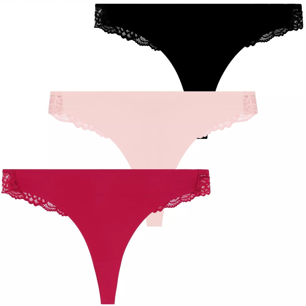 3X Stringi Damskie Koronkowe Majtki Klasyczne Seksowne Komplet Moraj M