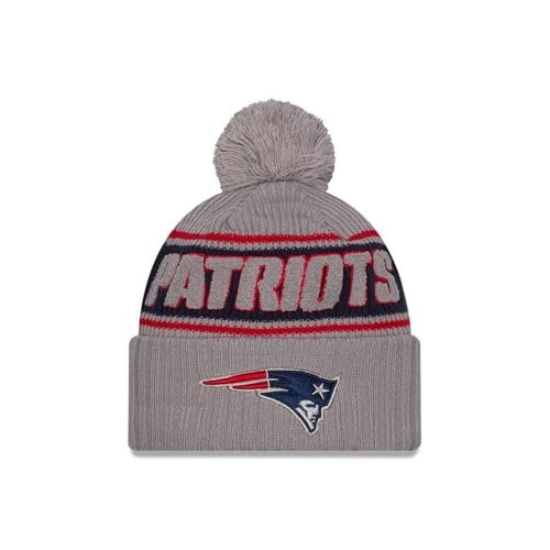 New Era New England Patriots NFL 2024 Sideline Sport Knit Szary Czapka z Pomponem - One-Size