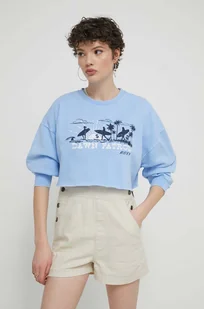 Roxy bluza damska kolor niebieski z nadrukiem ARJFT04238 - Bluzy damskie - miniaturka - grafika 1