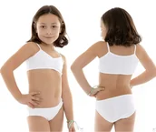 Biustonosze - Komplet bielizny dziewczęcej komunijnej dla dziewczynki stanik i majtki Ola 128/134 - miniaturka - grafika 1