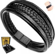 Bransolety męskie - Bransoletka Skórzana Męska Włoska Gruba Elegancka Bransoleta Na Rękę - miniaturka - grafika 1