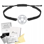 Bransolety męskie - Bransoleta Męska Piłka Nożna SREBRO 925 Sznurek Prezent DEDYKACJA GRATIS - miniaturka - grafika 1