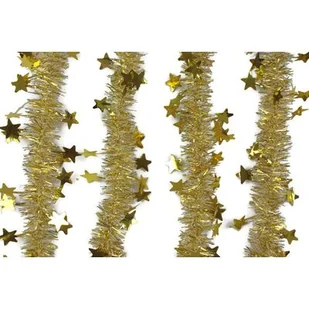 Girlanda Noel gwiazdki złota Ø5,5 cm z aplikacją Ø12 cm, 2 m - Ozdoby bożonarodzeniowe - miniaturka - grafika 1