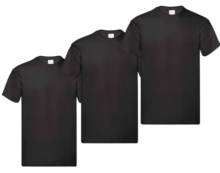 Koszulka męska T-shirt Fruit of the Loom Original 3-pak Zestaw Czarna S