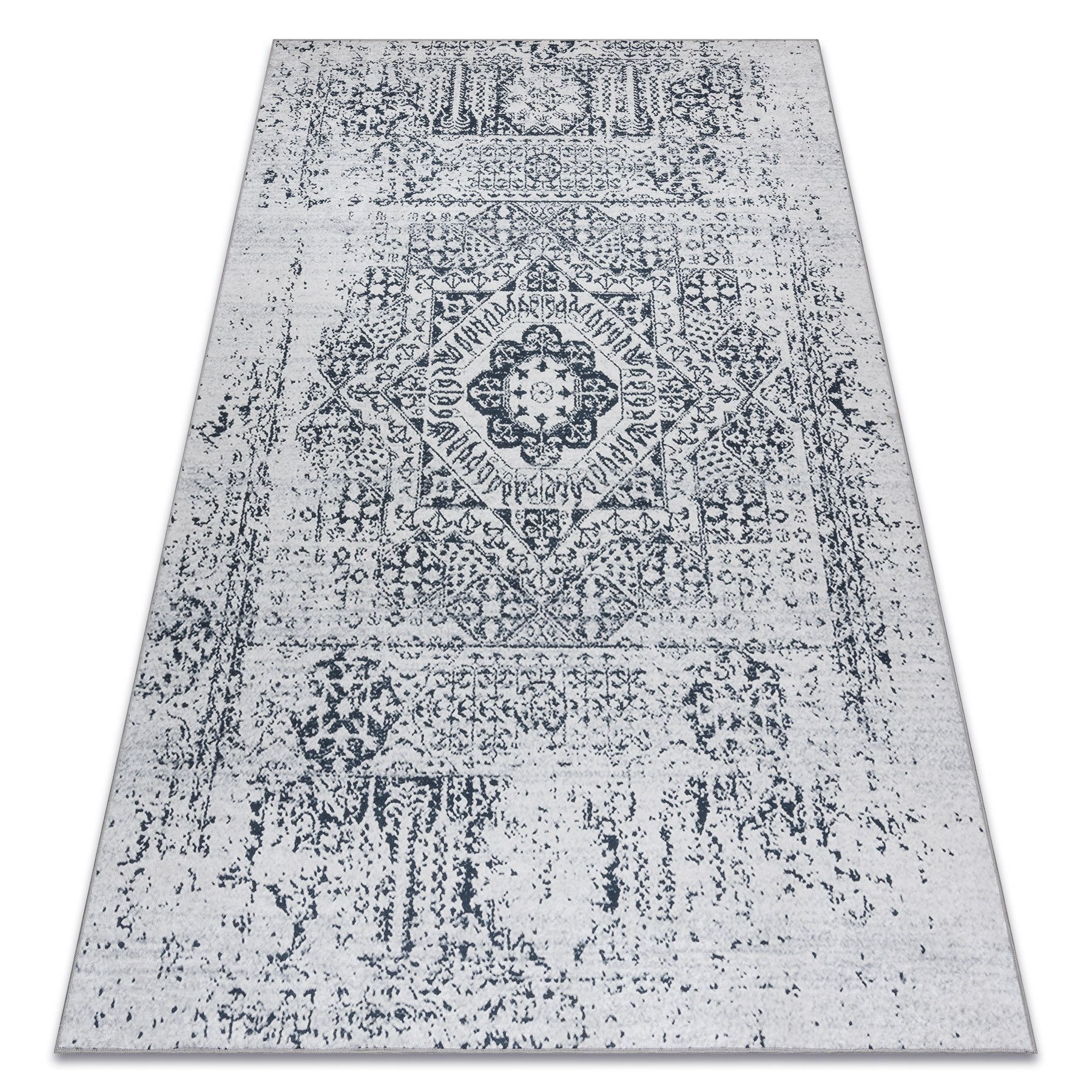Dywan do prania ANDRE 1072 Rozeta, vintage antypoślizgowy - / czarny biały 120x170 cm