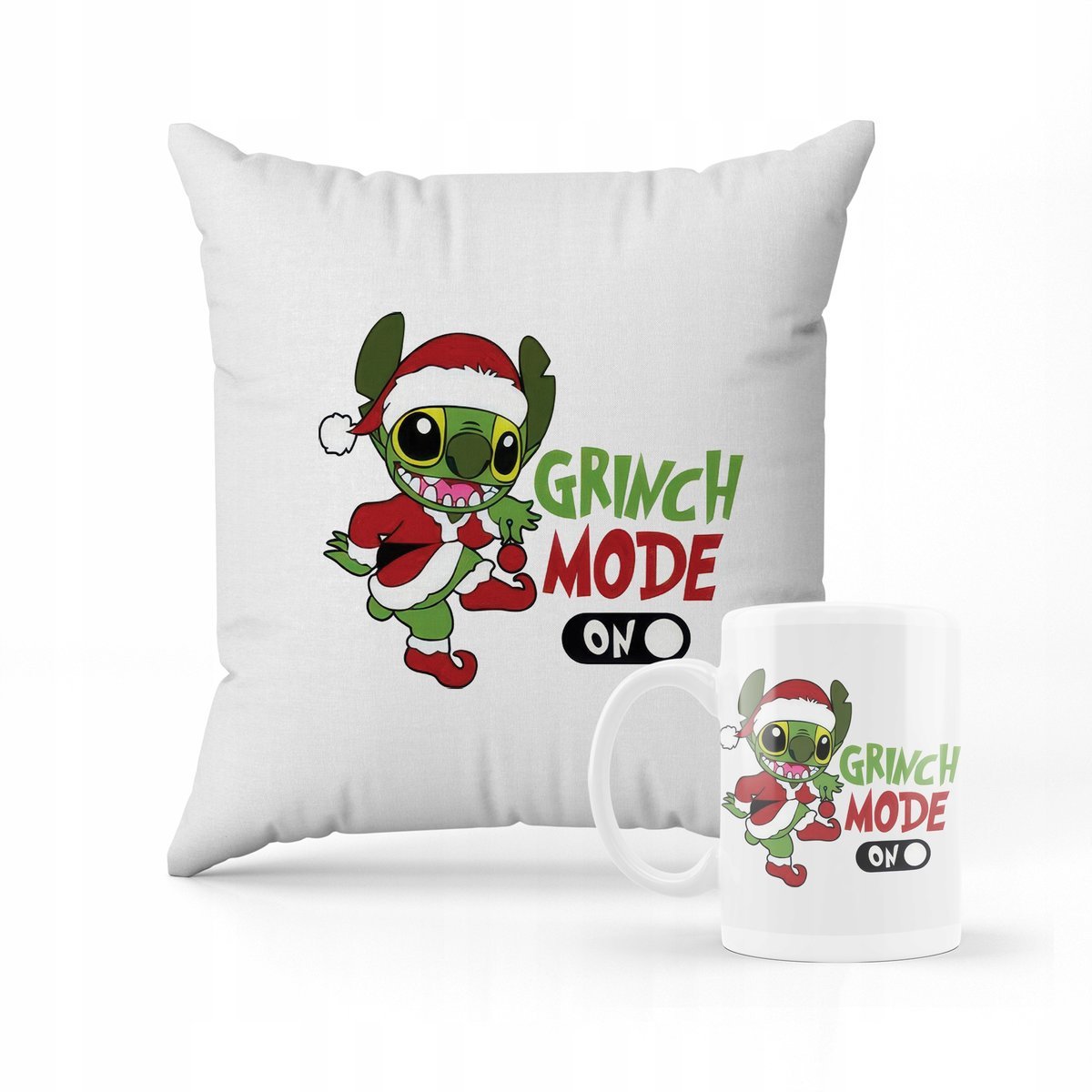ZESTAW PODUSZKA + KUBEK Stich grinch + IMIĘ