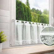 Firany - Zazdrostka firana gotowa na szelkach SUZAN 150x40 Eurofirany biała zdobiona subtelną koronką na dole - miniaturka - grafika 1