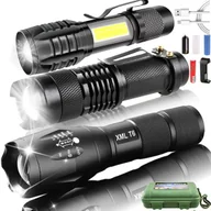 Latarki - Zestaw 3x Mocna Latarka Taktyczna Led Cree Zoom Xml-t6 + 2x Q5 Wodoodporna - miniaturka - grafika 1