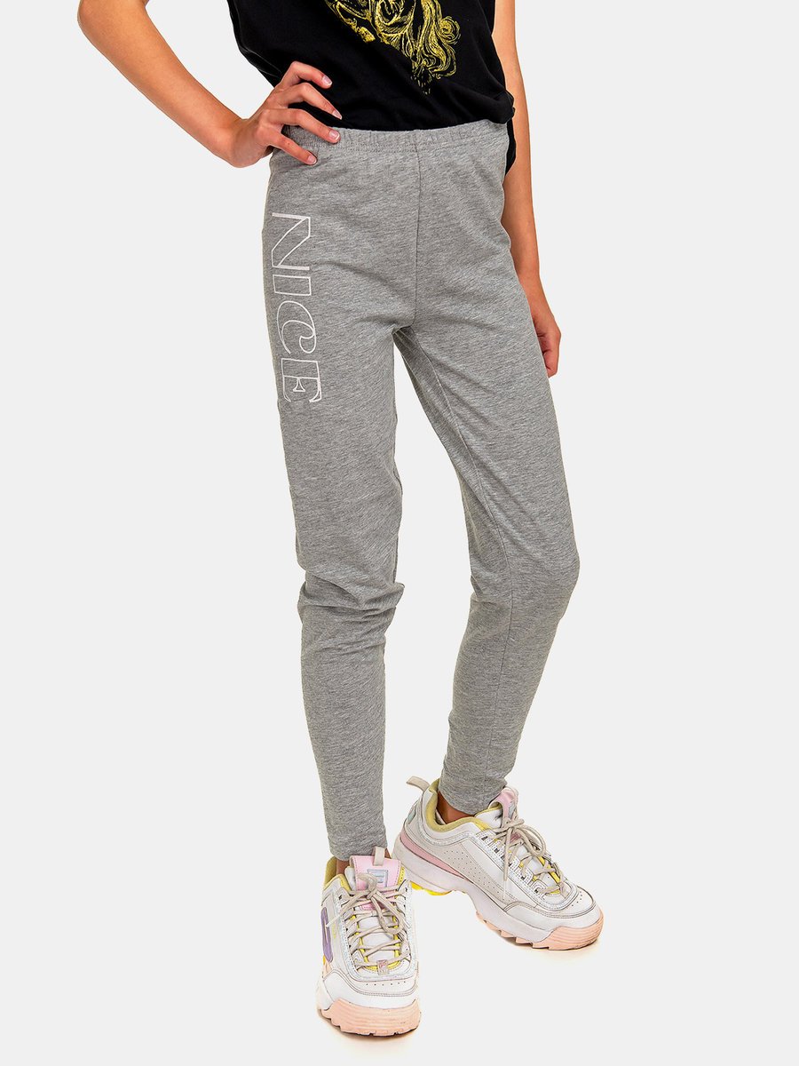 Bawełniane legginsy z nadrukiem szary 122