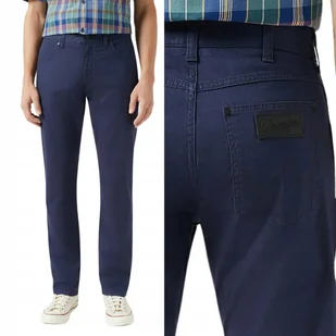 Wrangler Greensboro Dark Navy Granatowe Proste Materiałowe Spodnie W34 L34 - Spodnie męskie - miniaturka - grafika 1