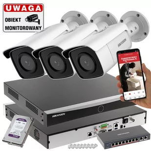 Zestaw 3 kamer Hikvision 8MPx DS-2CD2T86G2-4I(2.8MM)(C) Acusense Darkfighter NOC 80m - Zestawy do monitoringu - miniaturka - grafika 1