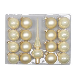 Bombka szklana kremowa 6 cm 16 sztuk + czubek - Bombki - miniaturka - grafika 1