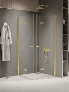Kabina prysznicowa New Trendy New Soleo 80x90 prostokątna złota K-1949 - Kabiny prysznicowe - miniaturka - grafika 1