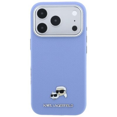 Etui KARL LAGERFELD Grained Heads Metal MagSafe do Apple iPhone 17 Pro Max/18 Pro Max Niebieski