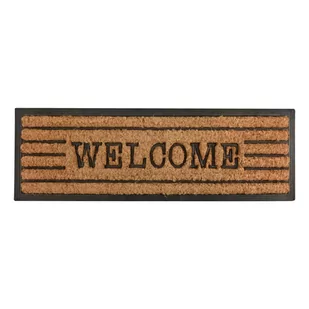Esschert Design poziomu rb176 mata na podłogę/mata kokosowa Welcome drzwi, włókno kokosowe, guma, gumowa CZARNA; brązowy, 75 x 25 x 2.4 cm RB176 - Wycieraczki - miniaturka - grafika 1