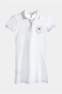 Sukienki i spódniczki dla dziewczynek - Lacoste sukienka bawełniana dziecięca EJ2816 001 kolor biały mini prosta - grafika 1