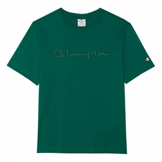 Koszulki sportowe damskie - Damski t-shirt z nadrukiem Champion Legacy Crewneck T-shirt - zielony - CHAMPION - grafika 1