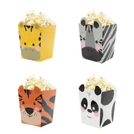 Dekoracje i nakrycia stołu na imprezę - Pudełka na popcorn zwierzęta zoo safari, 4 szt. - miniaturka - grafika 1