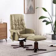 Fotele - vidaXL Rozkładany fotel masujący z podnóżkiem, cappuccino, ekoskóra - miniaturka - grafika 1