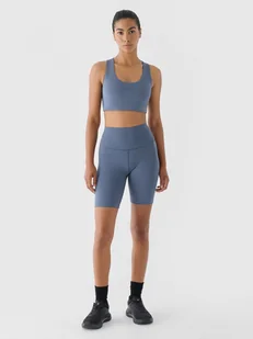 Damskie legginsy krótkie treningowe 4F 4FWAW24TFSTF012  - niebieskie - Spodnie sportowe damskie - miniaturka - grafika 1