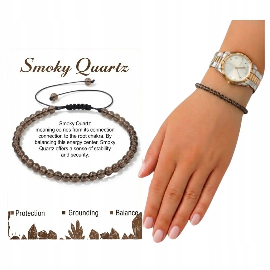 Kwarc Dymny Kamienie Naturalne Bransoletka Minimalistyczna