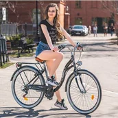 Rowery - Indiana Rower miejski Moena S7B 28 cali damski Czarny - miniaturka - grafika 1