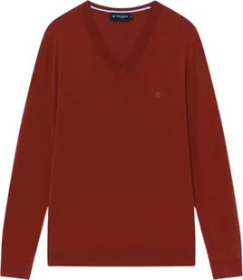 Sweter męski Hackett London V-Neck bawełna wełna pomarańczowy L - Swetry męskie - miniaturka - grafika 1