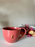 Kubki - Kubek różowo-malinowy ze złotym księżycem 400 ml - miniaturka - grafika 1