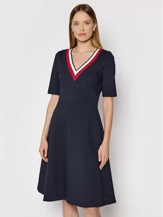 Sukienki - Tommy Hilfiger Sukienka codzienna Punto WW0WW29953 Granatowy Regular Fit - grafika 1