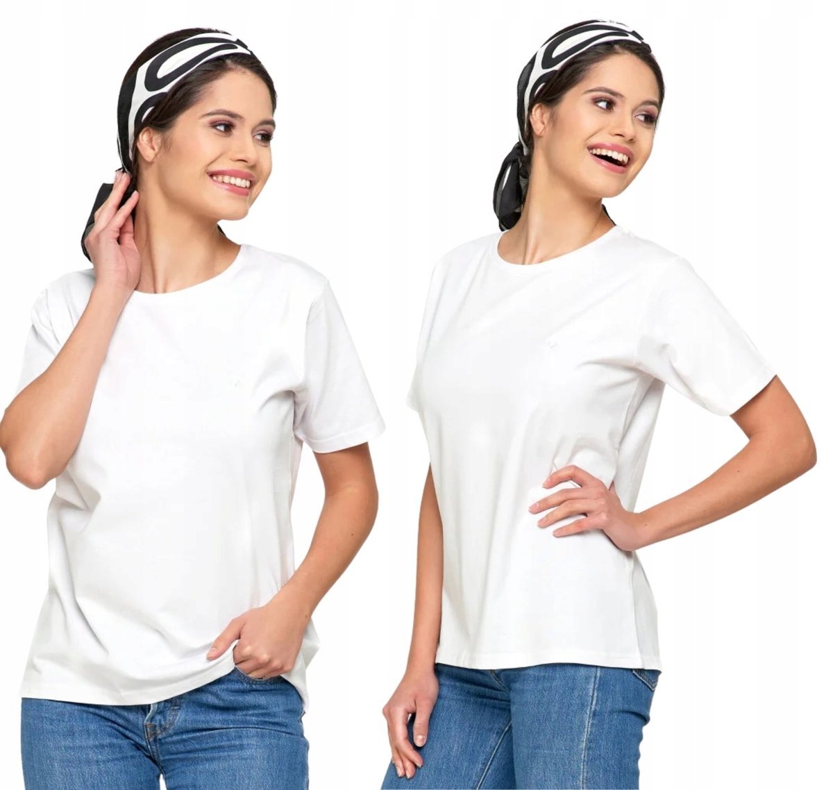 Damska Koszulka T-Shirt Bawełna PREMIUM Wygodna BIAŁA Gładka MORAJ M