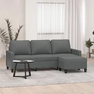 Sofy i kanapy - vidaXL 3-osobowa sofa z podnóżkiem, ciemnoszary, 180 cm, tkaniną - miniaturka - grafika 1