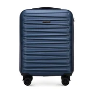 Walizki - Mała walizka z ABS-u w poziome tłoczenie granatowa - miniaturka - grafika 1