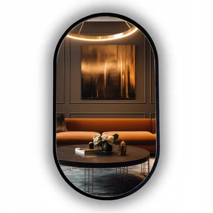LUSTRO LED PODŚWIETLANE CZARNE W RAMIE 75X40 CM OWALNE - Lustra - miniaturka - grafika 1