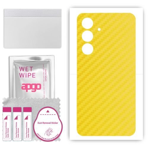 folia naklejka skórka strukturalna na TYŁ do Samsung Galaxy C55 - Carbon Żółty - apgo SKINS