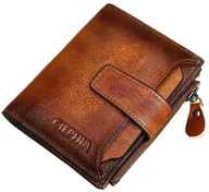 Portfele - PORTFEL Męski ze skóry skórzany na zamek skóra naturalna brązowy - miniaturka - grafika 1