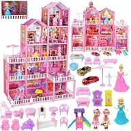 Domki dla lalek - Domek Dla Lalek Dla Dzieci Willa Meble Auta 243el 4 Lalki 5 Pięter Matadi - miniaturka - grafika 1