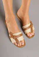 Klapki i japonki damskie - Brązowo-Beżowe Klapki z Ozdobnym Supełkiem Ralwia - miniaturka - grafika 1