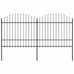 vidaxl Panele ogrodzeniowe z grotami, stal, (1,5-1,75) x 3,4 m, czarne - Ogrodzenia - miniaturka - grafika 1