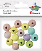 Decoupage - Titanum Koraliki drewniane okrągłe pastel 15 szt. - miniaturka - grafika 1