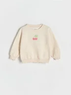 Bluzy dla dziewczynek - Reserved - Bluza z haftem - beżowy - miniaturka - grafika 1