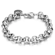 Bransolety męskie - Bransoletka męska łańcuch stal nierdzewna srebrna - miniaturka - grafika 1